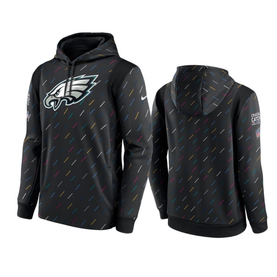 philadelphia eagles charcoal 2021 nfl crucial catch therma pullover hoodie