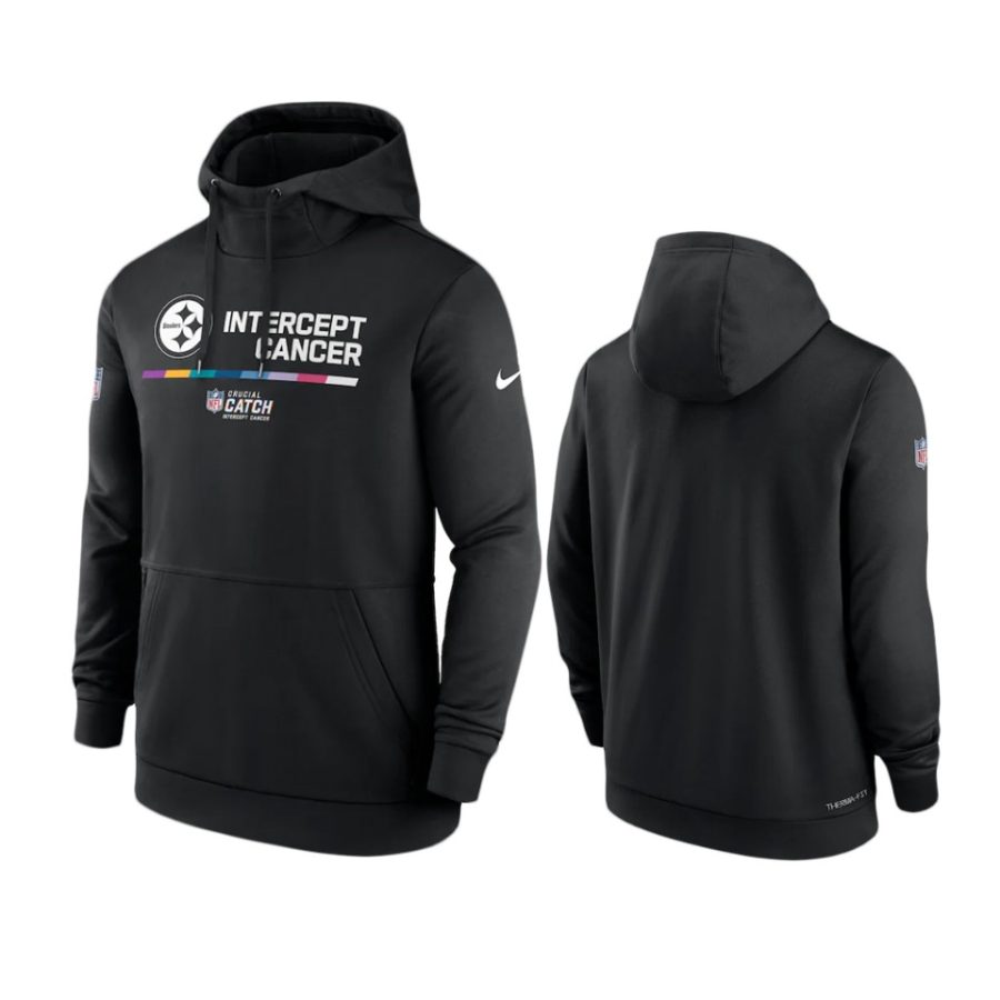 pittsburgh steelers black 2022 nfl crucial catch therma pullover hoodie