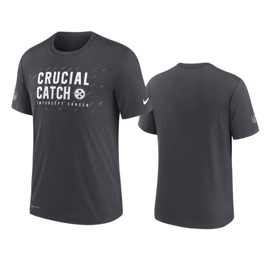 pittsburgh steelers charcoal 2021 nfl crucial catch performance t shirt