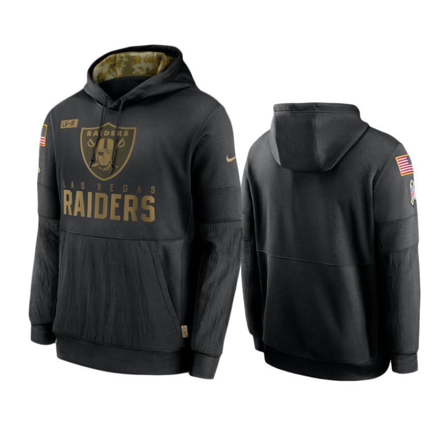 raiders black 2020 salute to service sideline performance hoodie