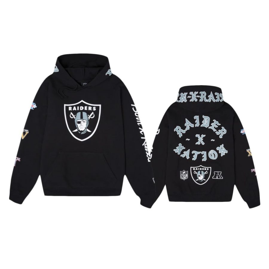 raiders black born raised heavyweight hoodie