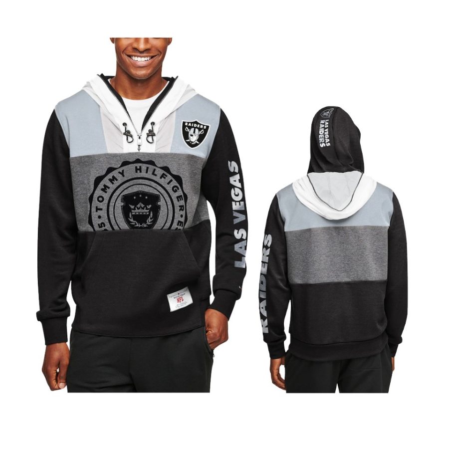 raiders black charcoal pinnacle hoodie