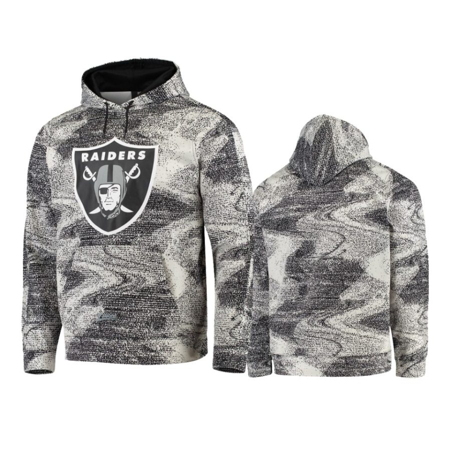 raiders black gray static pullover hoodie