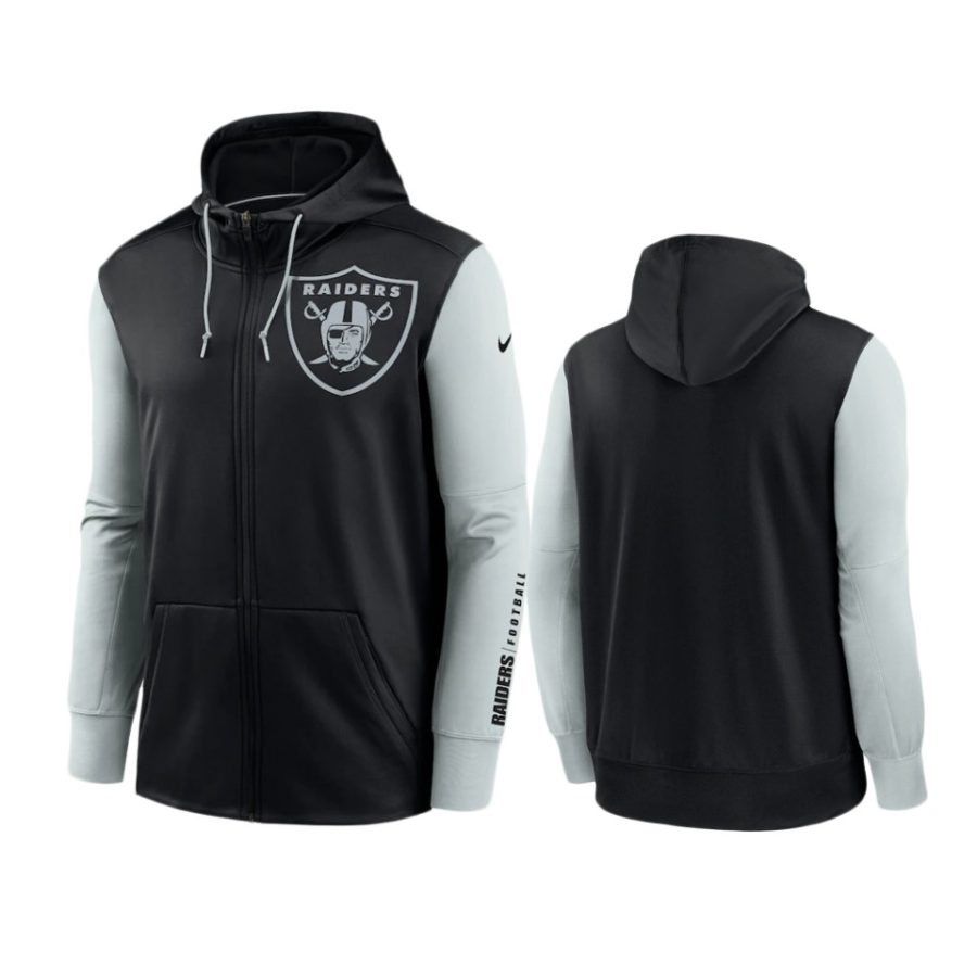 raiders black mascot performance full zip hoodie