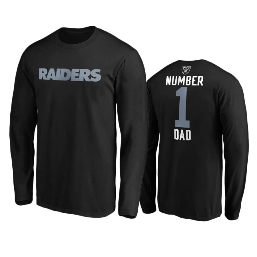 raiders black number 1 dad long sleeve t shirt