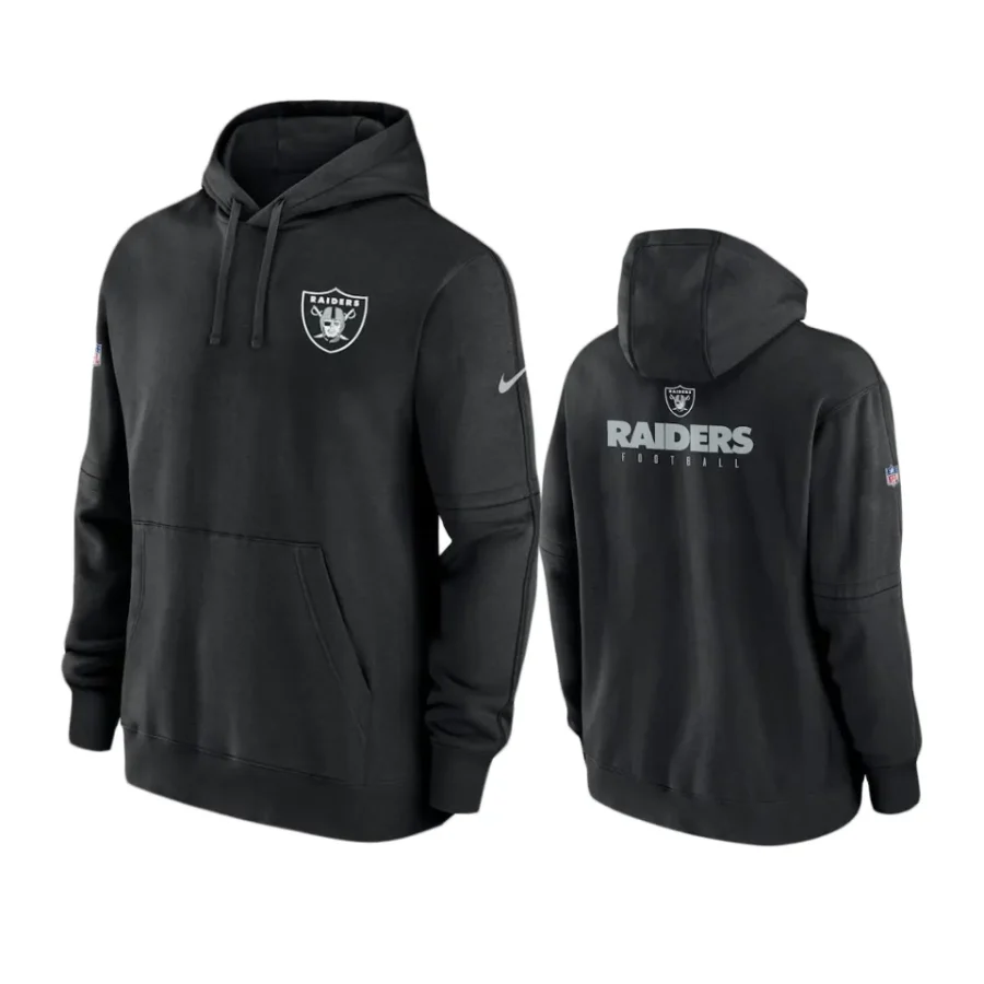 raiders black sideline club fleece hoodie