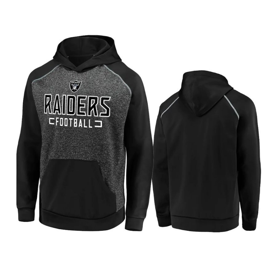 raiders charcoal black game day ready chiller fleece pullover hoodie