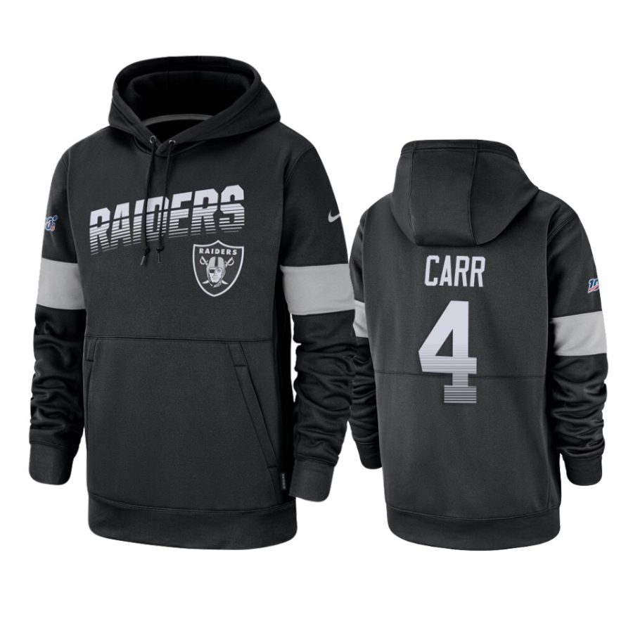 raiders derek carr black sideline team logo 100th season hoodie