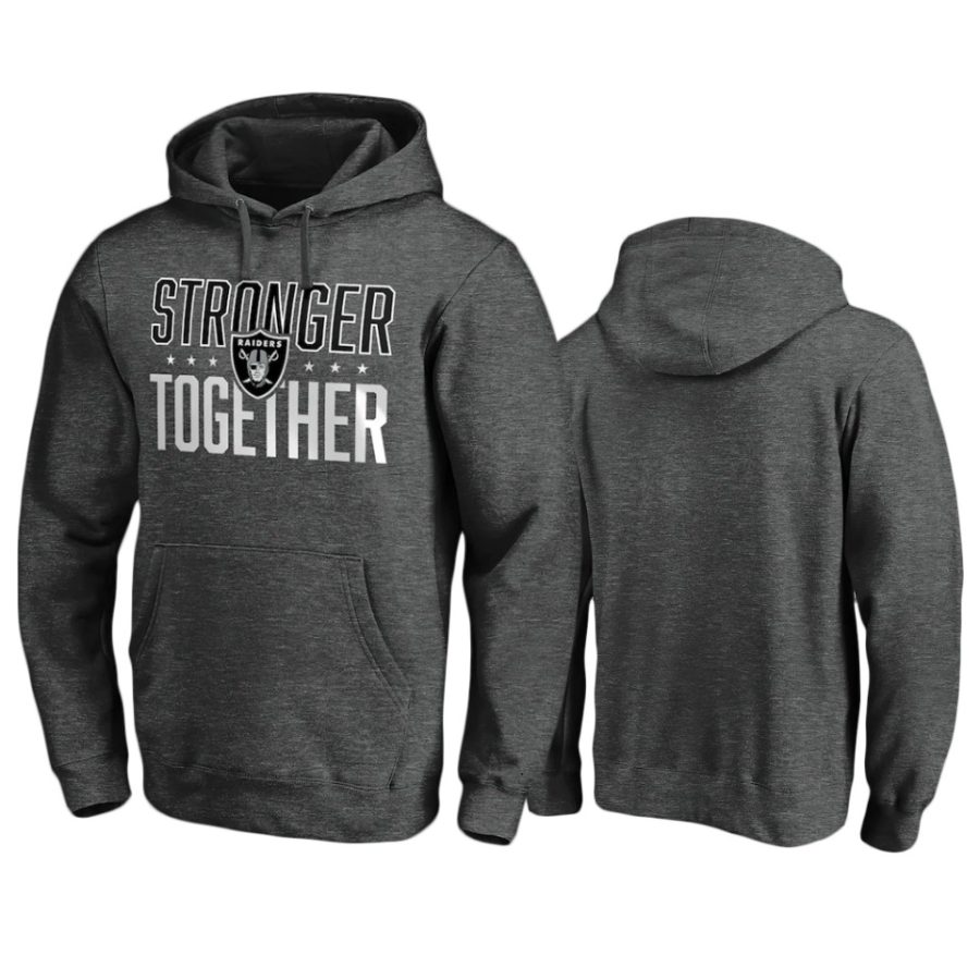 raiders heather charcoal stronger together hoodie