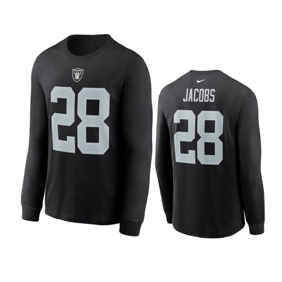 raiders josh jacobs black name number long sleeve t shirt