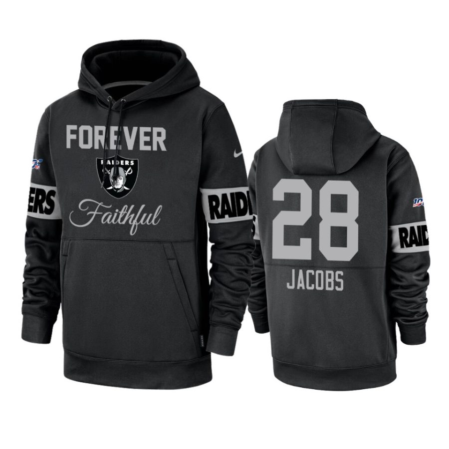 raiders josh jacobs black team logo forever faithful hoodie