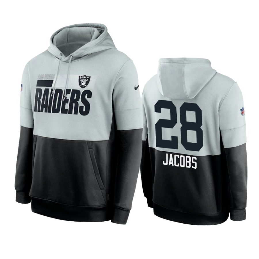 raiders josh jacobs silver black sideline impact lockup hoodie