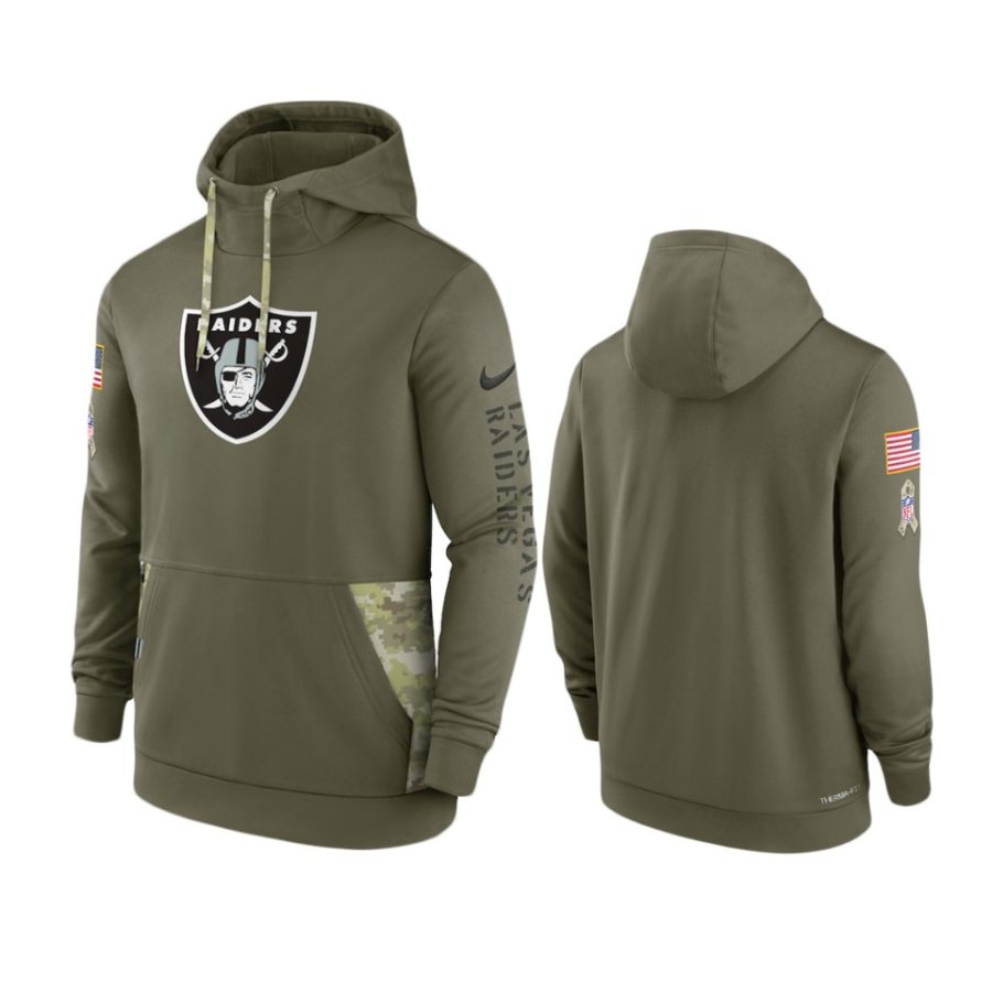 raiders olive 2022 salute to service therma hoodie