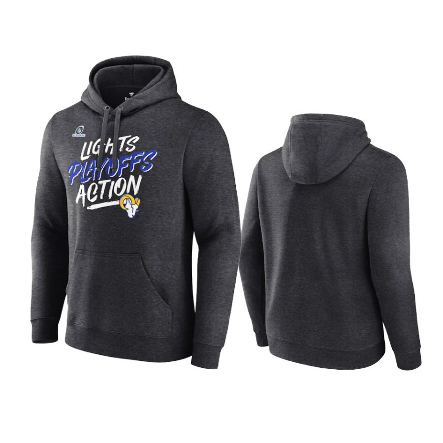 rams charcoal 2021 nfl playoffs lights action hoodie