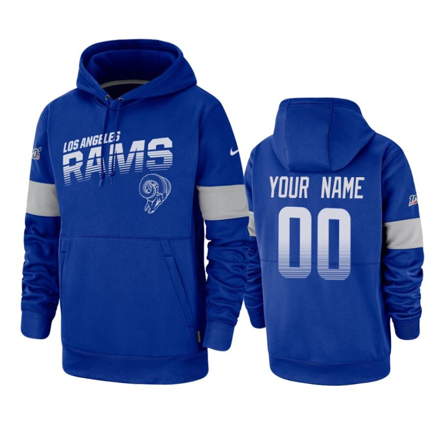 rams custom royal sideline team logo 100th season hoodie