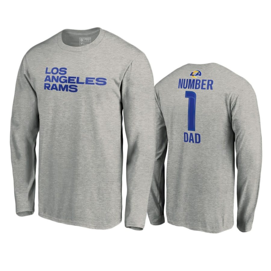 rams heathered gray number 1 dad long sleeve t shirt