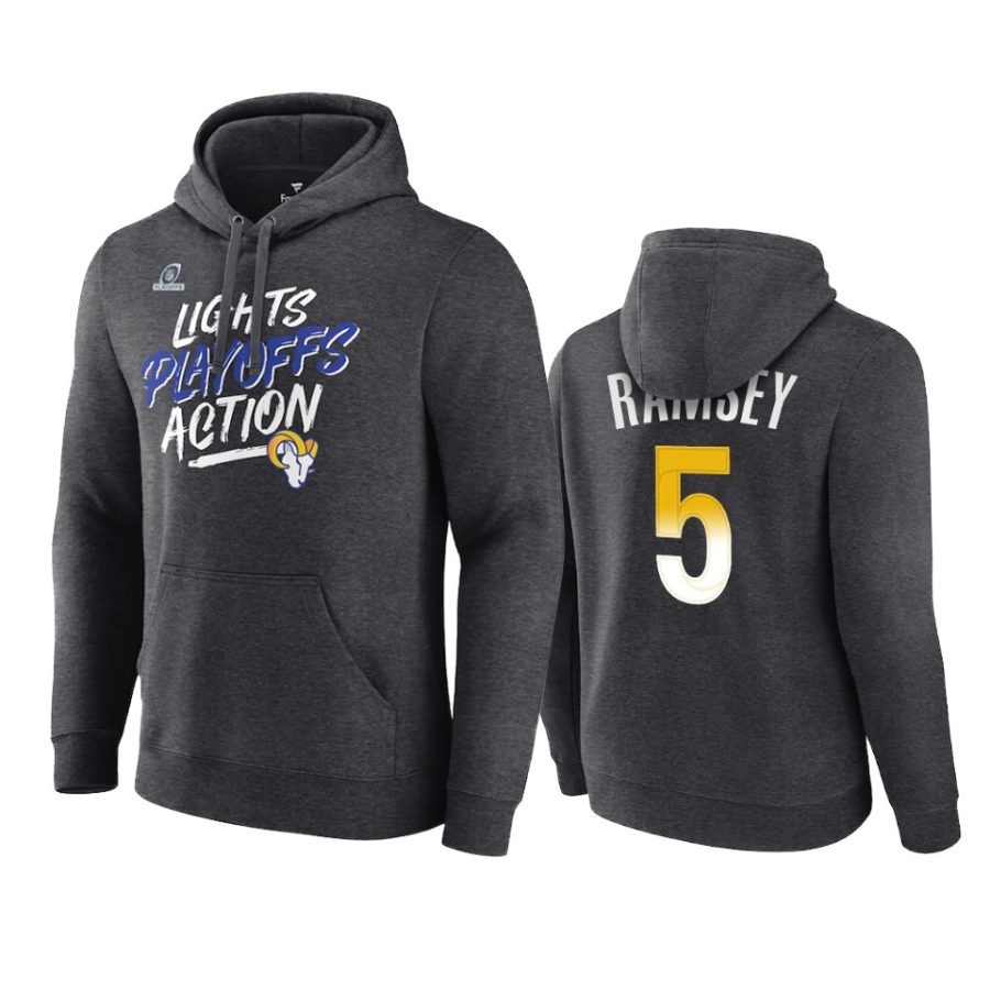 rams jalen ramsey charcoal 2021 nfl playoffs hoodie