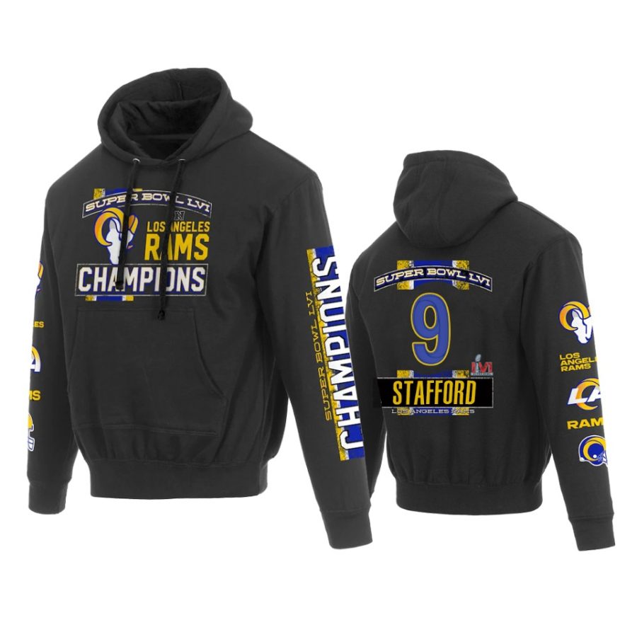 rams matthew stafford black super bowl lvi champions hoodie