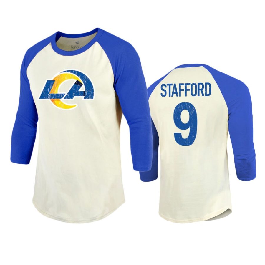 rams matthew stafford cream royal raglan t shirt