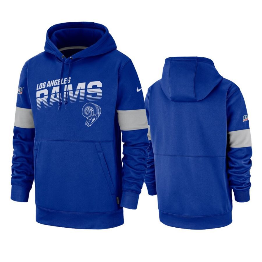 rams royal 100th season sideline team logo hoodie