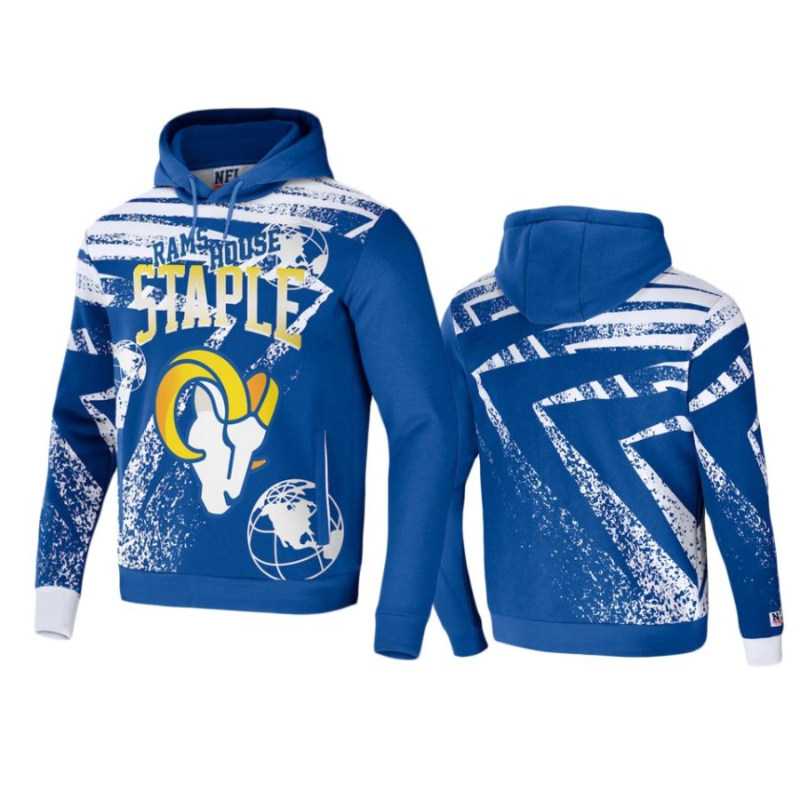 rams royal staple all over print hoodie