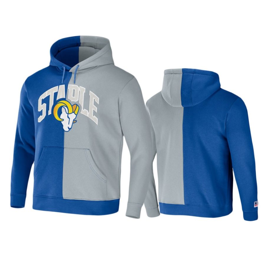 rams royal staple split logo hoodie