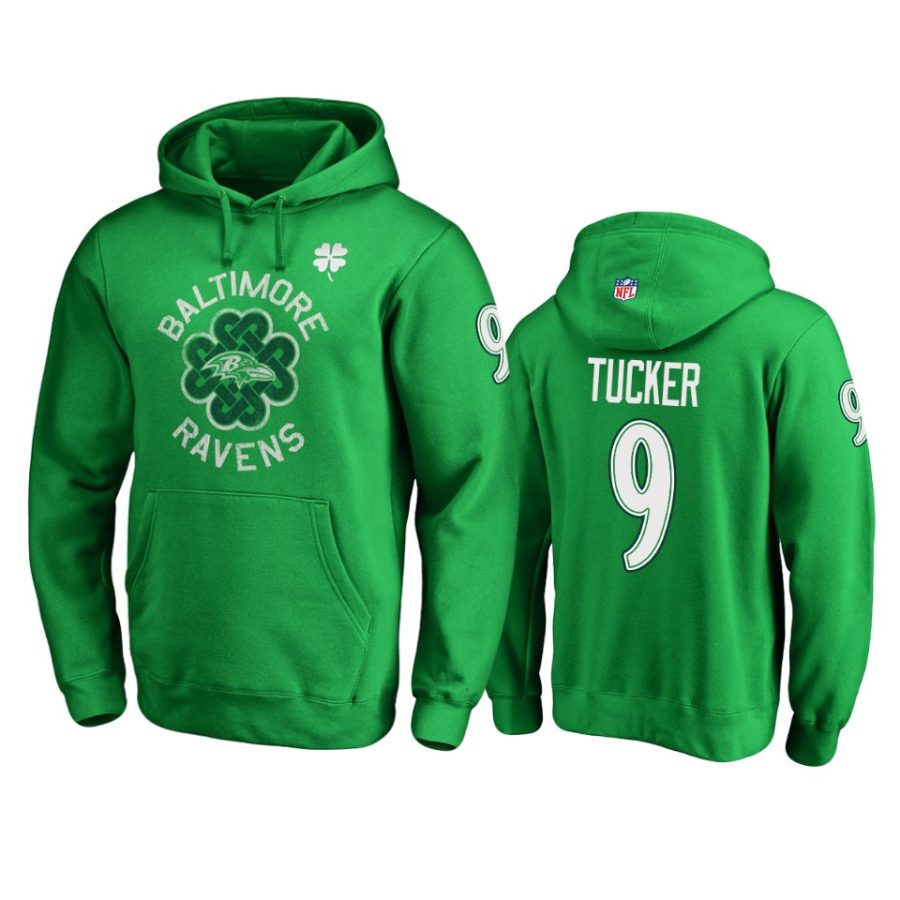 ravens 9 kelly green justin tucker st. patricks day hoodie