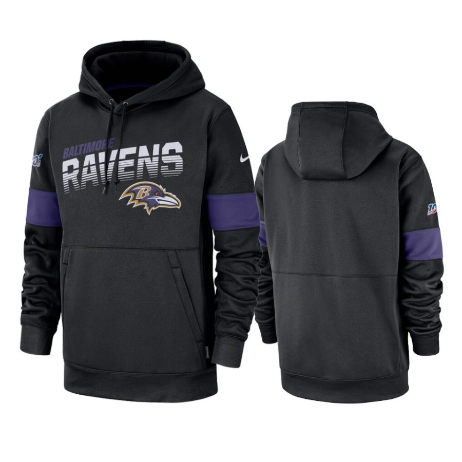 ravens black 100th season sideline team logo hoodie