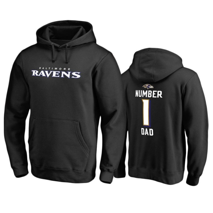 ravens black number 1 dad pullover hoodie