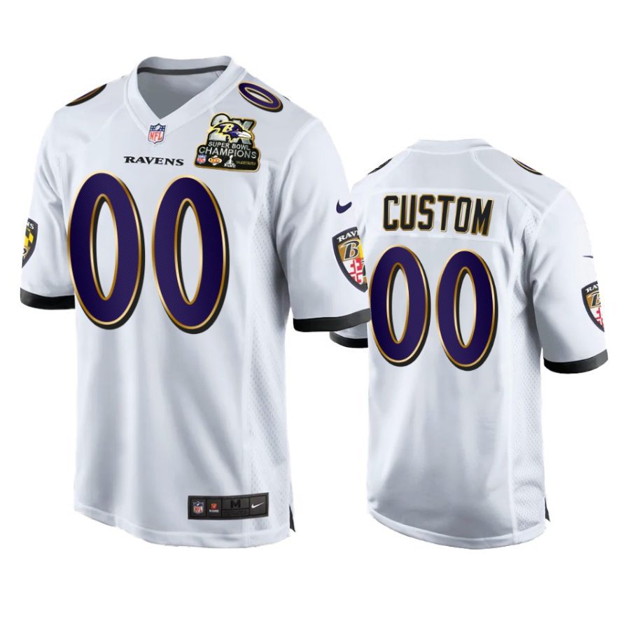 ravens custom white 2x super bowl champions patch game jersey