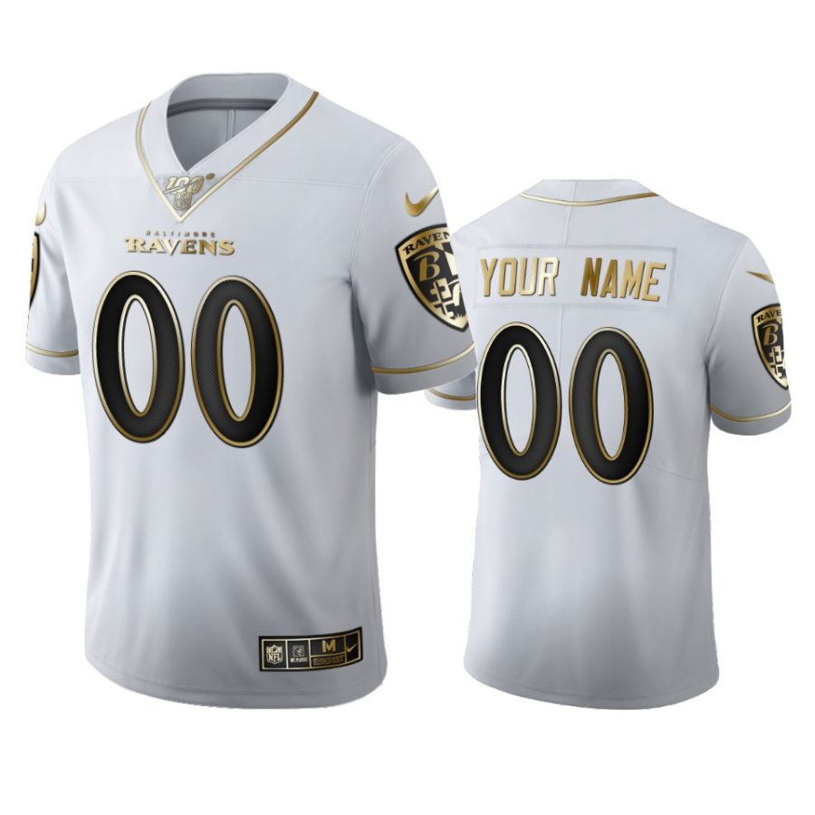 ravens custom white golden edition 100th season jersey