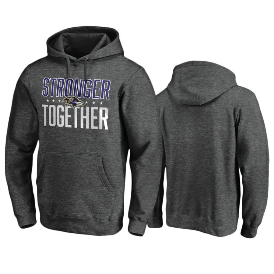 ravens heather charcoal stronger together hoodie