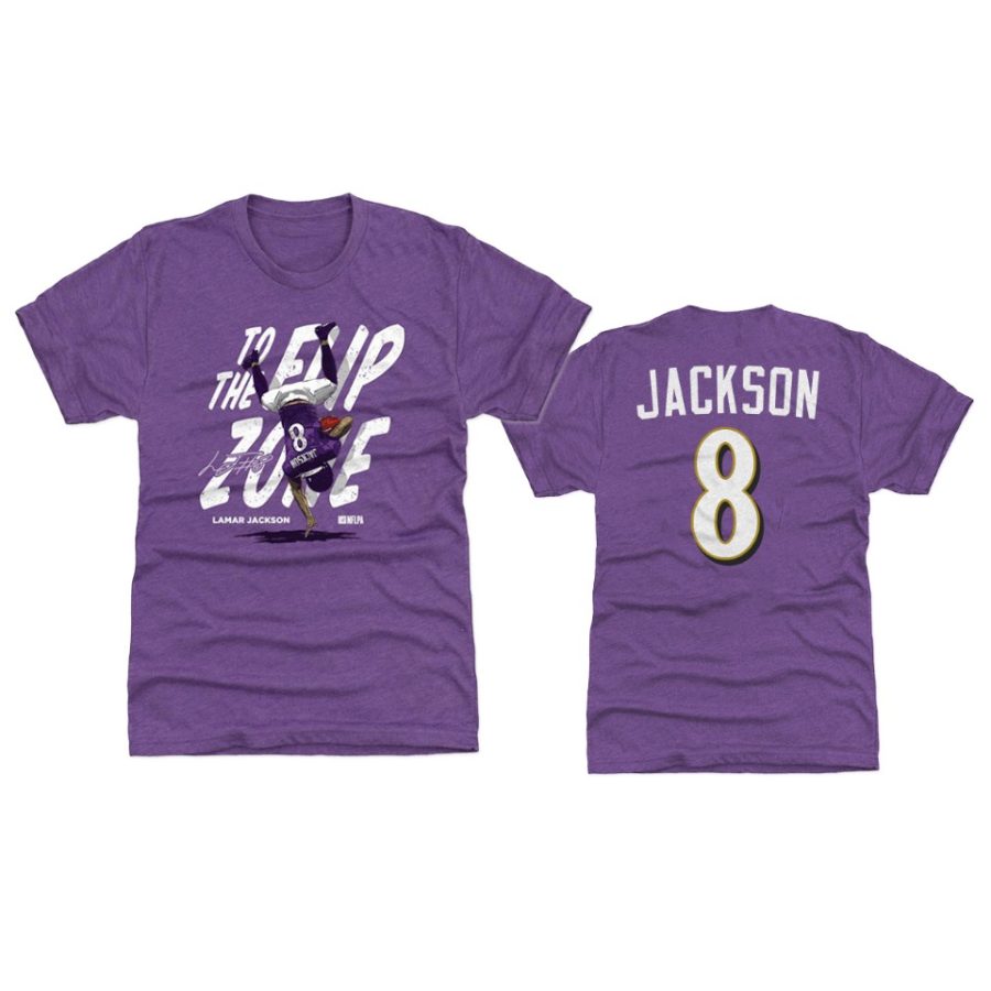 ravens lamar jackson player graphic purple flip zone t shirt