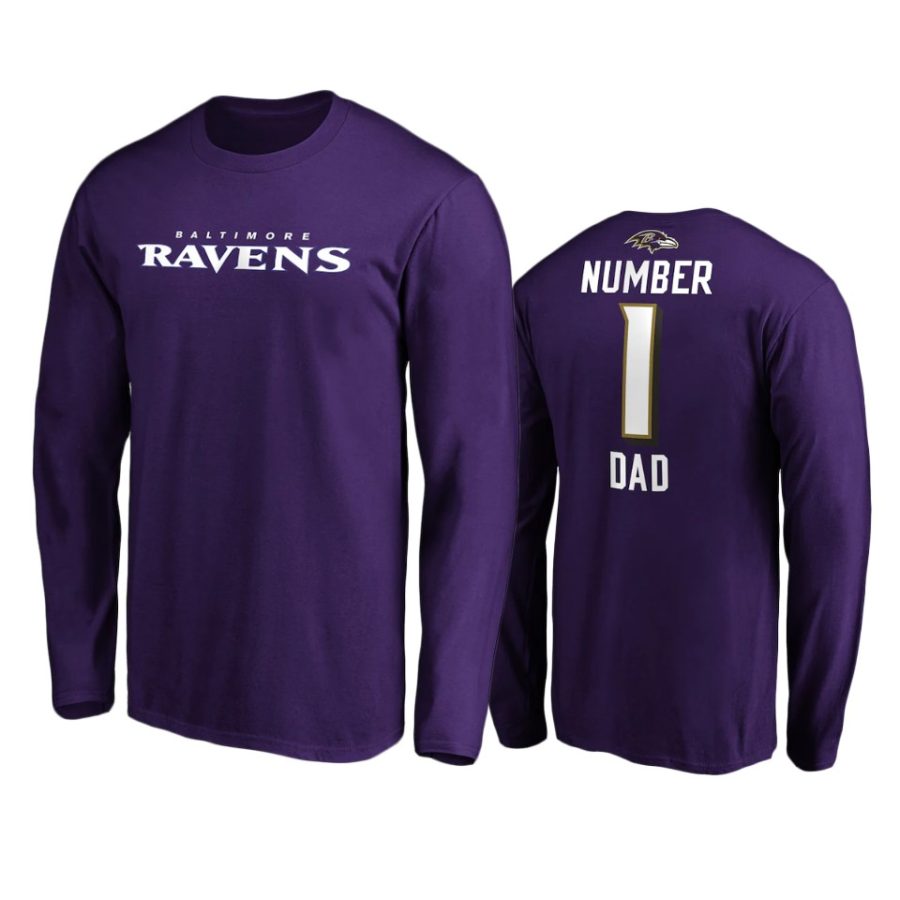 ravens purple number 1 dad long sleeve t shirt