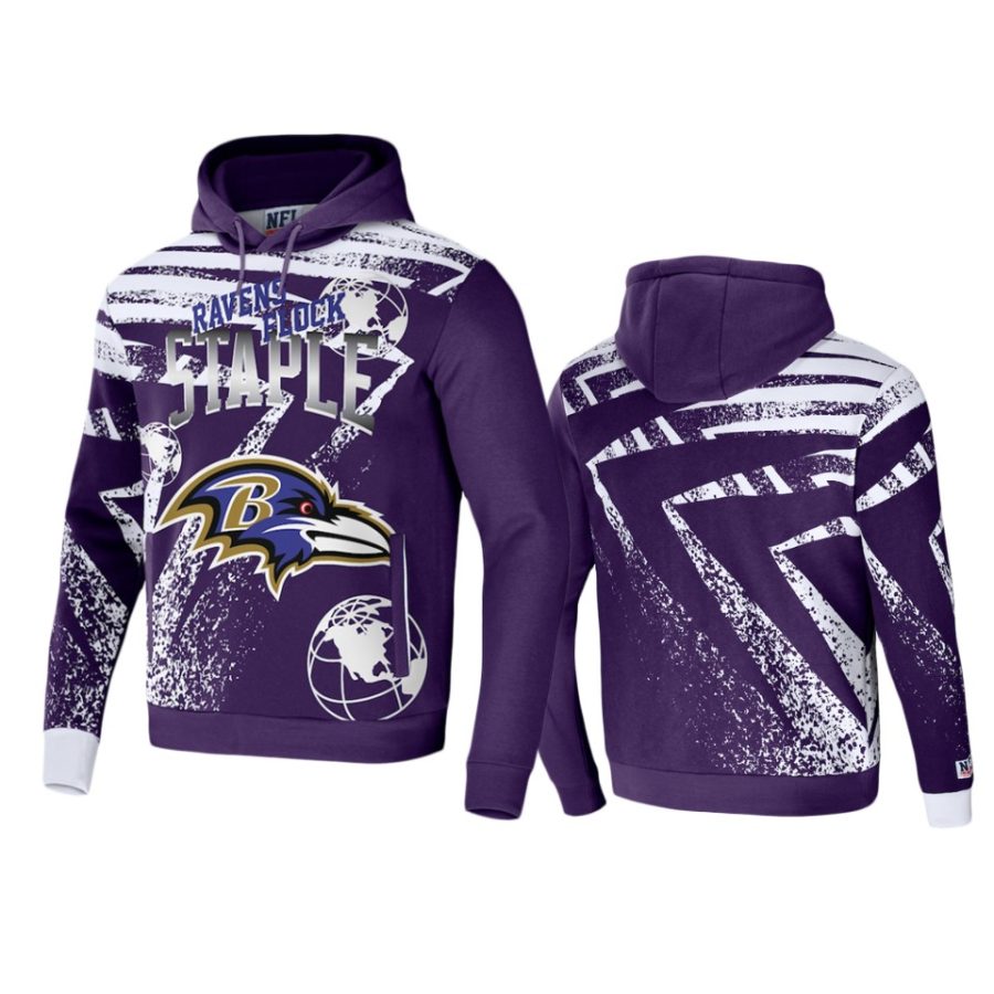 ravens purple staple all over print hoodie