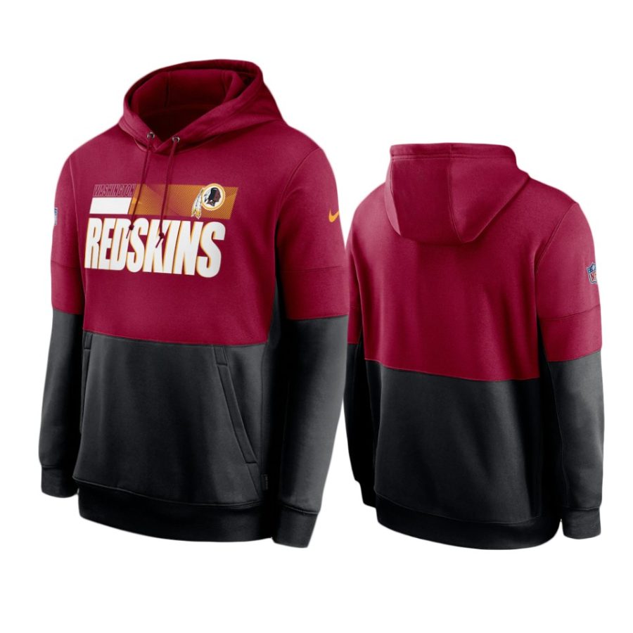 redskins burgundy black sideline impact lockup performance hoodie