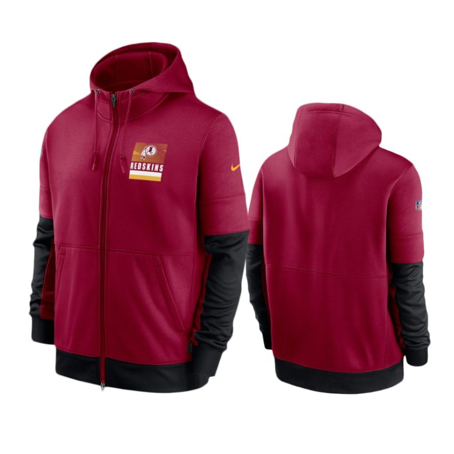 redskins burgundy sideline impact lockup full zip hoodie