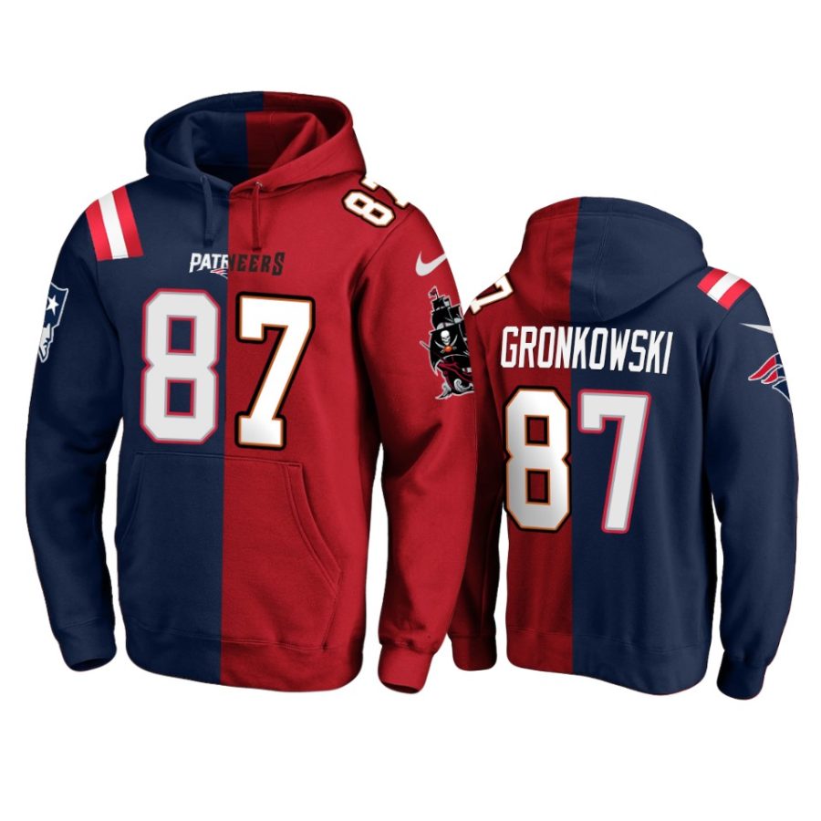 rob gronkowski buccaneers red navy split hoodie