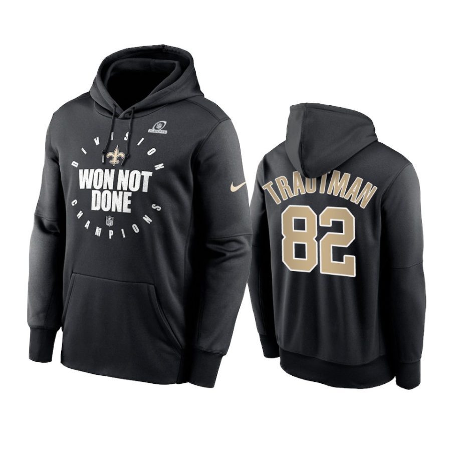 saints adam trautman black 2020 nfc south division champions hoodie