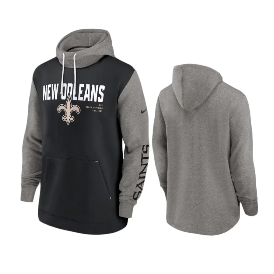 saints black color block fashion hoodie