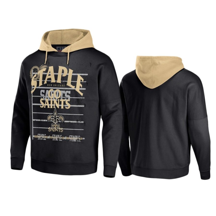 saints black staple throwback vintage wash hoodie