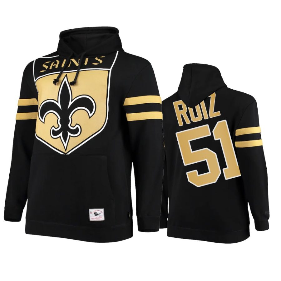 saints cesar ruiz black big face hoodie