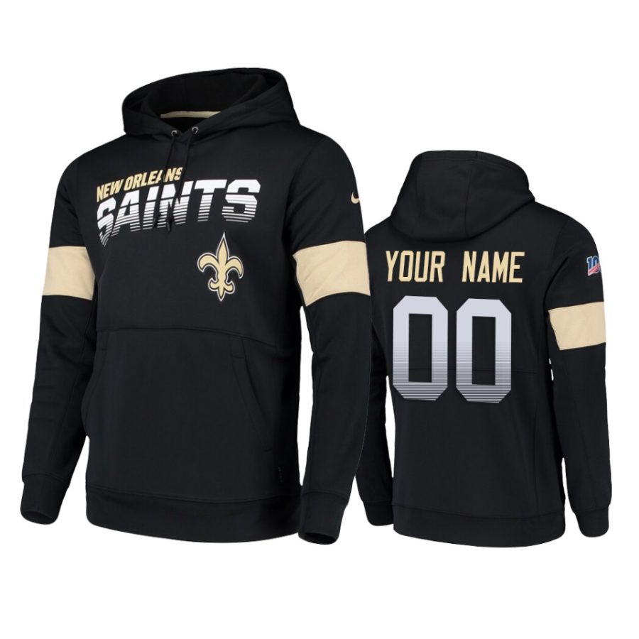 saints custom black sideline team logo 100th season hoodie