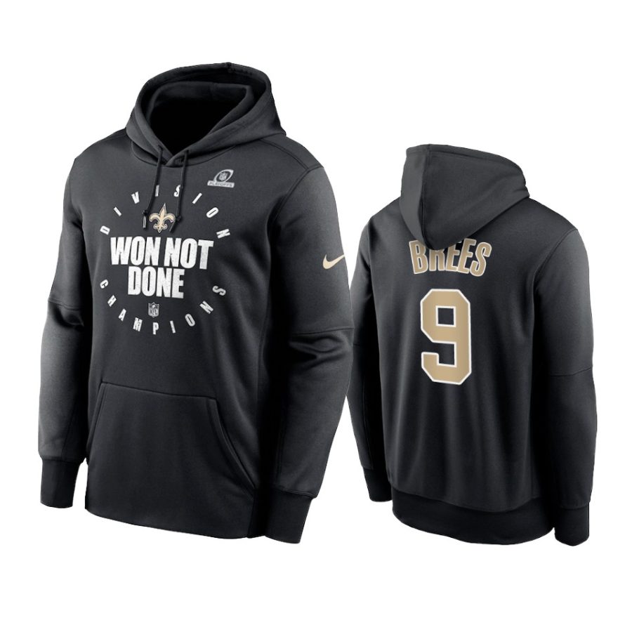 saints drew brees black 2020 nfc south division champions hoodie