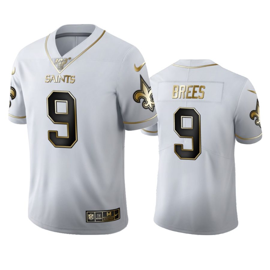 saints drew brees white golden edition 100th season jersey