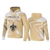 saints gold staple all over print hoodie