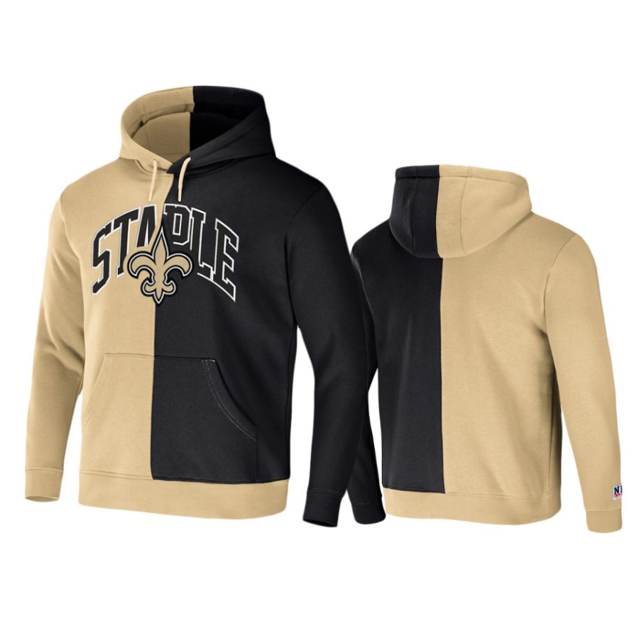 saints gold staple split logo hoodie