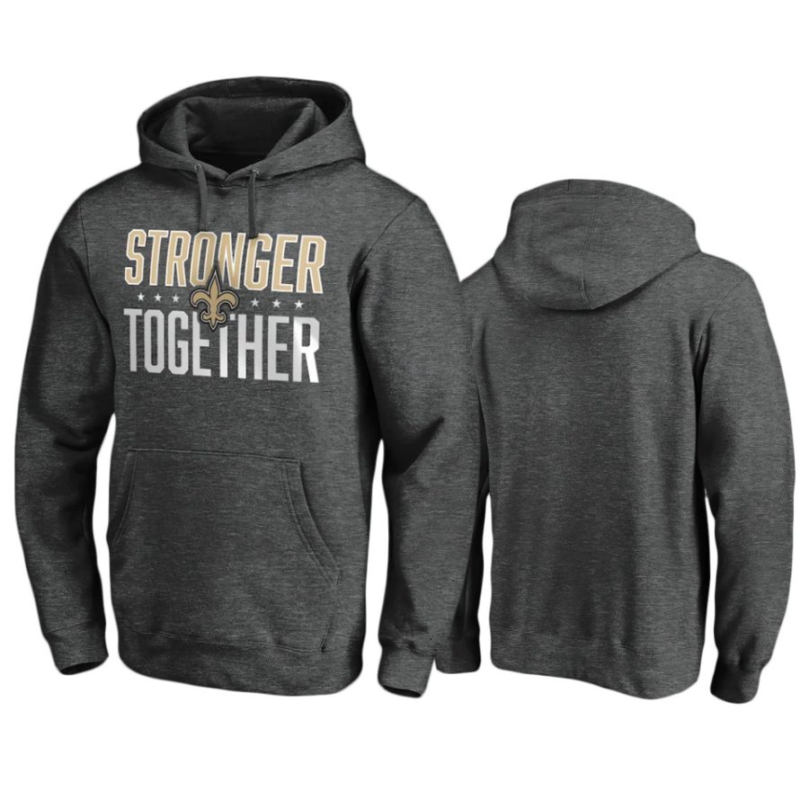 saints heather charcoal stronger together hoodie