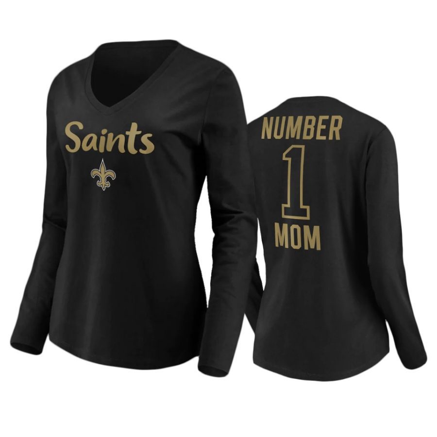 saints number one mom black t shirt