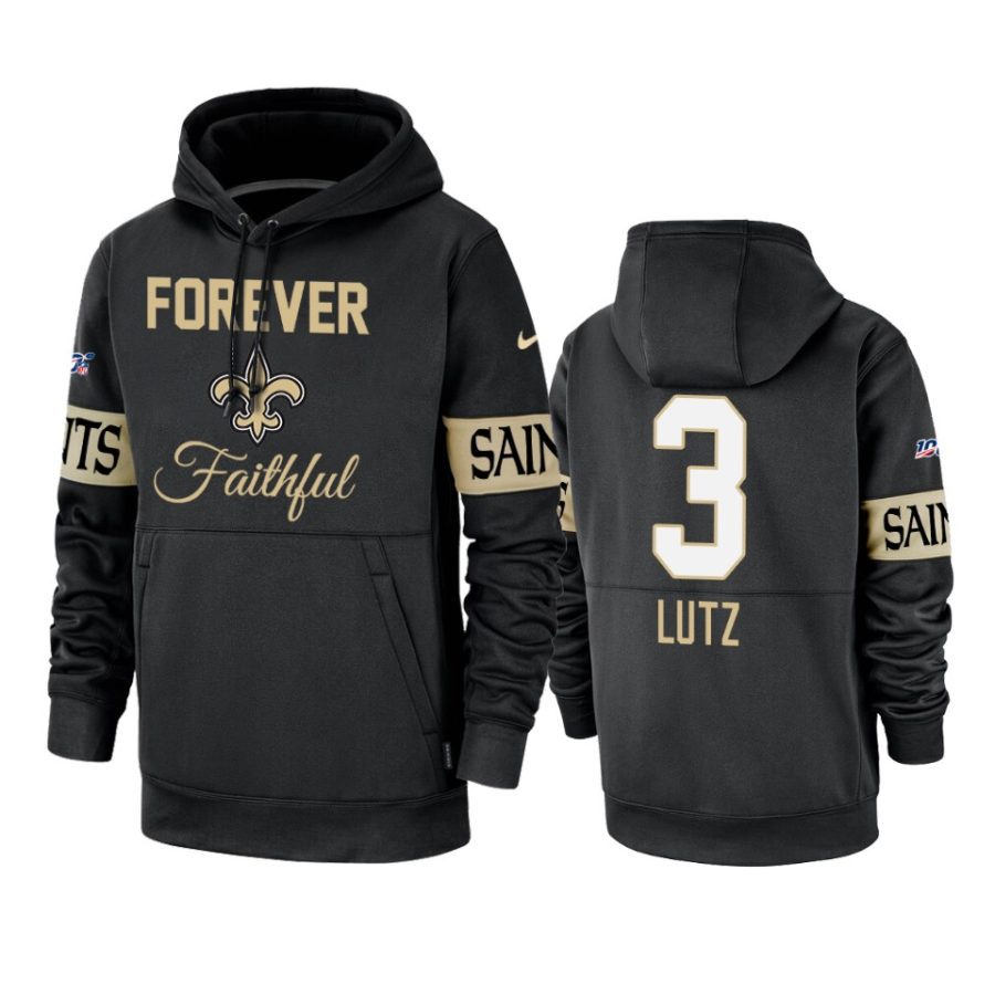 saints wil lutz black team logo forever faithful hoodie